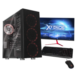 Computadora Gamer Xtreme PC Gaming CM-05400, AMD Ryzen 5 5600X 3.70GHz, 16GB, 2TB + 500GB SSD, Wi-Fi, NVIDIA GeForce RTX 3060, Windows 10 Prueba, Negro ― incluye Monitor de 27