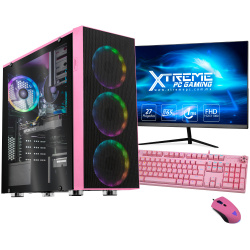 Computadora Gamer Xtreme PC Gaming CM-99945, AMD Ryzen 5 5600 3.50GHz, 16GB, 2TB + 500GB SSD, Adaptador WiFi, NVIDIA GeForce RTX 3060, Windows 10 Prueba, Rosa ― incluye Monitor de 27