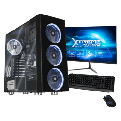 Computadora Gamer Xtreme PC Gaming CM-99972, AMD Ryzen 5 4600G 3.70GHz, 16GB, SSD 240GB + HDD 3TB, Windows 10 Prueba, Negro ― Incluye Monitor 27