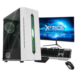 Computadora Gamer Xtreme PC Gaming CM-99973, AMD Ryzen 5 4600G 3.70GHz, 16GB, SSD 240GB + HDD 3TB, Windows 10 Prueba, Blanco ― Incluye Monitor 27