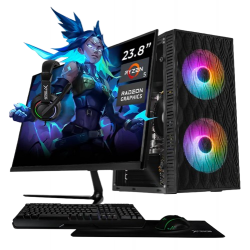 Computadora Xtreme PC Gaming XTPCR516GBVEGA11MFB, AMD Ryzen 5 3400G, 16GB, 1TB SSD, Wi-Fi, Windows 10 Prueba + Teclado/Mouse/Monitor de 23.8