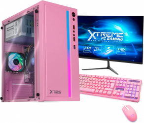 Computadora Xtreme PC Gaming CM-99937, AMD Ryzen 5 4600G 3.70GHz, 16GB, 500GB SSD, Adaptador Wi-Fi, Windows 10 Prueba, Rosa ― Incluye Monitor 23.8