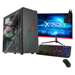 Computadora Gamer Xtreme PC Gaming CM-99952, AMD Ryzen 7 5700G 3.80GHz, 16GB, 500GB SSD, Adaptador Wi-Fi, Windows 10 Prueba ― incluye Monitor 23.8