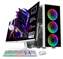 Computadora Xtreme PC Gaming Dragonfly White, AMD Ryzen 5 8500G, 32GB, 1TB SSD, Wi-Fi, Windows 11 Prueba + Teclado/Mouse/Monitor de 23.8