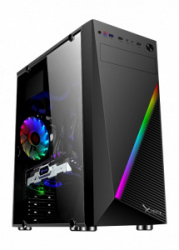 Gabinete XZEAL XZ100 con Ventana LED RGB, Midi Tower, ATX/Micro ATX/Mini-ITX, USB 2.0/3.2, sin Fuente, 1 Ventilador RGB Instalado, Negro 