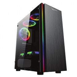 Gabinete Xzeal XZ115 con Ventana LED RGB, ATX/Micro ATX/Mini-ATX, USB 2.0/3.0, sin Fuente, 3 Ventiladores Instalados (2x RGB), Negro 