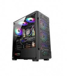 Gabinete Xzeal XZ135 con Ventana, Midi Tower, ATX/Micro ATX/Mini-ITX, USB 2.0/3.2, sin Fuente, 3 Ventiladores RGB Instalados, Negro ― Abolladuras 