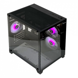 Gabinete Xzeal Panzer II Cubo, Midi-Tower, Micro-ATX, USB 2.0/3.0, sin Fuente, 3 Ventiladores Instalados, Negro 