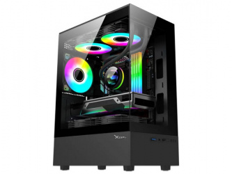 Gabinete Xzeal X-Zynergy, Midi-Tower, Micro-ATX/Mini-ITX, USB 2.0/3.0, sin Fuente, 3 Ventiladores Instalados, Negro 