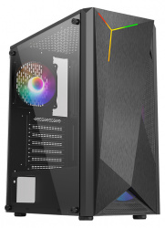 Gabinete Yaguaret Jaguar Warrior Strike con Ventana LED RGB, Midi-Tower, ATX/ITX/MICRO ATX, USB 2.0/3.2, sin Fuente, Negro 