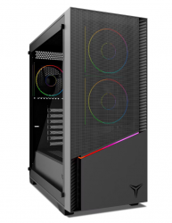 Gabinete Yeyian ELARA, Midi-Tower, ATX/Micro-ATX, USB 2.0/3.0, sin Fuente, 4 Ventiladores Instalados, Negro 