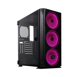 Gabinete Yeyian Hollow 2500, Midi-Tower, ATX/EATX/Micro-ATX/Mini-ITX, USB 3.0, sin Fuente, 3 Ventiladores Instalados, Negro ― Cuenta con un golpe en una esquina. 