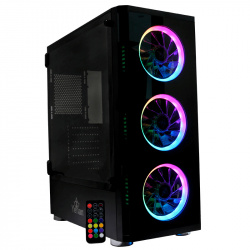 Gabinete Yeyian Shadow 2200 con Ventana RGB, Full-Tower, ATX, USB 3.0, sin Fuente, Negro ― Una bisagra rota, producto funcional. 