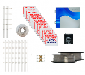 Yonusa Kit Energizador de Cerca KIT CERCA100MTS, 14.9V ― incluye Batería/Bobina de Cable/Alambre/Poste/Letreros/Tensores 