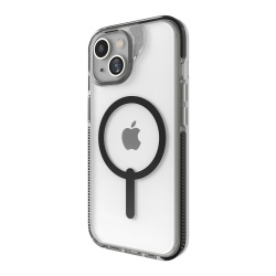 Zagg Funda Santa Cruz Snap con MagSafe para iPhone 15, Transparente/Negro 