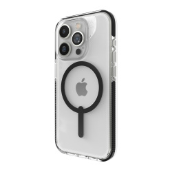 Zagg Funda Santa Cruz Snap con MagSafe para iPhone 15 Pro, Transparente/Negro 
