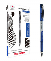 Zebra Bolígrafo de Gel J-Roller, Punto Mediano 0.7mm, Azul, 6 Piezas 