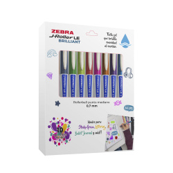 Zebra Bolígrafo de Gel J-Roller Brilliant, Punto Mediano 0.7mm, Multicolor, 6 Piezas 