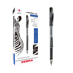 Zebra Bolígrafo J-Roller, Punto Fino 0.5mm, Negro, 6 Piezas 