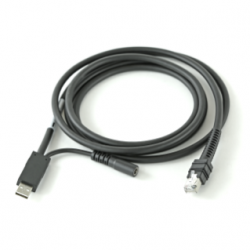 Zebra Cable Blindado USB A Macho - RJ-45 Macho, 2.8 Metros, Negro 