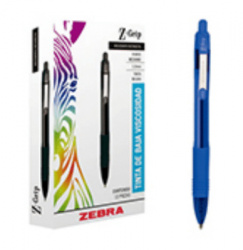 Zebra Papeleria Bolígrafo Retráctil Z-Grip, Punto Mediano 1mm, Azul, 12 Piezas  
