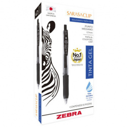 Zebra Papeleria Bolígrafo de Gel Sarasa Clip, Punto Mediano 0.7mm, Azul, 6 Piezas 