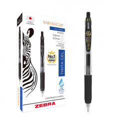Zebra Papeleria Bolígrafo de Gel Sarasa Clip, Punto Fino 0.5mm, Negro, 6 Piezas 