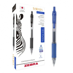 Zebra Papeleria Bolígrafo de Gel Sarasa, Punto Mediano 0.7mm, Azul, 6 Piezas  