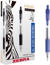 Zebra Bolígrafo de Gel Sarasa, Punto Fino de 0.5mm, Azul, 12 Piezas 
