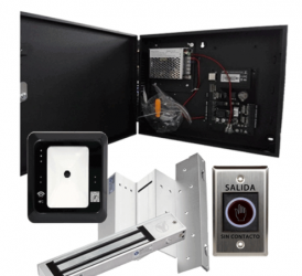 ZKTeco Kit Lector de Códigos QR y Tarjeta de Proximidad QR500, RS-485 - incluye Cerradura Magnética LM2805, Soporte LMB280ZL, Botón de Salida K11 y Puerta 