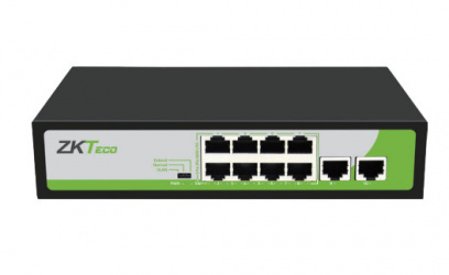 Switch ZKTeco Fast Ethernet PE082-120-C, 10 Puertos 10/100Mbps (8x PoE), 2 Gbit/s, 1000 Entradas - No Administrable 