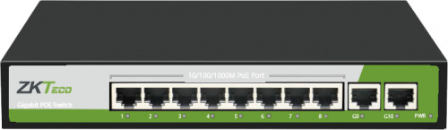 Switch ZKTeco Gigabit Ethernet PE082-120-G, 10 Puertos 10/100/1000Mbps (8x PoE), 20 Gbit/s, 2.000 Entradas - No administrable 