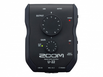 Zoom Interfaz de Audio Digital Portátil U-22, 24-bit, 6.3mm/XLR, USB, Negro 