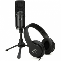 Zomm Kit Micrófono para Podcast UM2PMP, Alámbrico, USB, Negro - Incluye Audífonos 