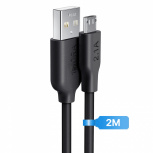1Hora Cable USB-A Macho - Micro USB Macho, 2 Metros, Negro