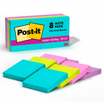 3M Nota Adhesiva de 47.6 mm x 47.6 mm, 8 Blocks de 90 hojas, Multicolor