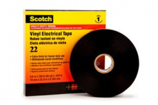 3M Cinta Adhesiva Scotch 22, 1 Rollo de 19mm x 32.9m, Negro