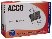 Acco Sujetadocumentos Grande P2464, 50mm, Caja con 12 Piezas, Negro