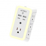 Acteck Multicontactos Energon Lumina CP515, 7 Contactos + 2x USB-A + 2x USB-C, 125V, Blanco