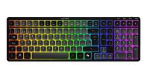 Teclado Acteck Techno Pro TI790 LED RGB, Teclado Mecánico, Clicky Purple, Inalámbrico, RF Inalámbrico/Bluetooth, Negro, Español