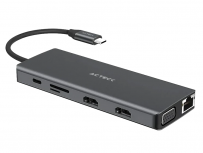 Acteck Hub USB-C - HDMI, RJ-45, USB-A 2.0, USB-A 3.1, USB-C, VGA, 5 Gbit/s