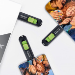 Memoria USB Adata UC300, 128GB, USB 3.2, Lectura 100 MB/s, Negro/Verde image