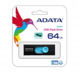 Memoria USB Adata UV220, 64GB, USB-A 2.0, Negro/Azul image