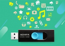 Memoria USB Adata UV220, 64GB, USB-A 2.0, Negro/Azul image