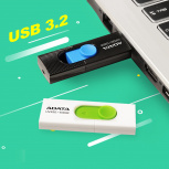 Memoria USB Adata UV320, 512GB, USB 3.1, Lectura 100MB/s, Blanco/Verde image