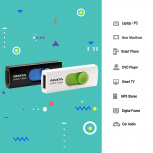 Memoria USB Adata UV320, 512GB, USB 3.1, Lectura 100MB/s, Blanco/Verde image