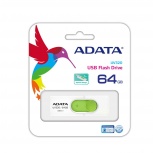 Memoria USB Adata UV320, 64GB, USB 3.1, Lectura máx 100MB/s, Blanco/Verde image