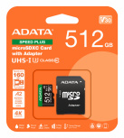 Memoria Flash Adata Speed Plus, 512GB MicroSDXC UHS-I Clase 10, con Adaptador  image