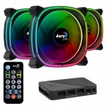 Ventilador Aerocool Astro 12 RGB, 120mm, 1000RPM, Negro - 3 Piezas