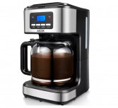 Aicok Cafetera CM4329, 12 Tazas, Negro/Acero Inoxidable